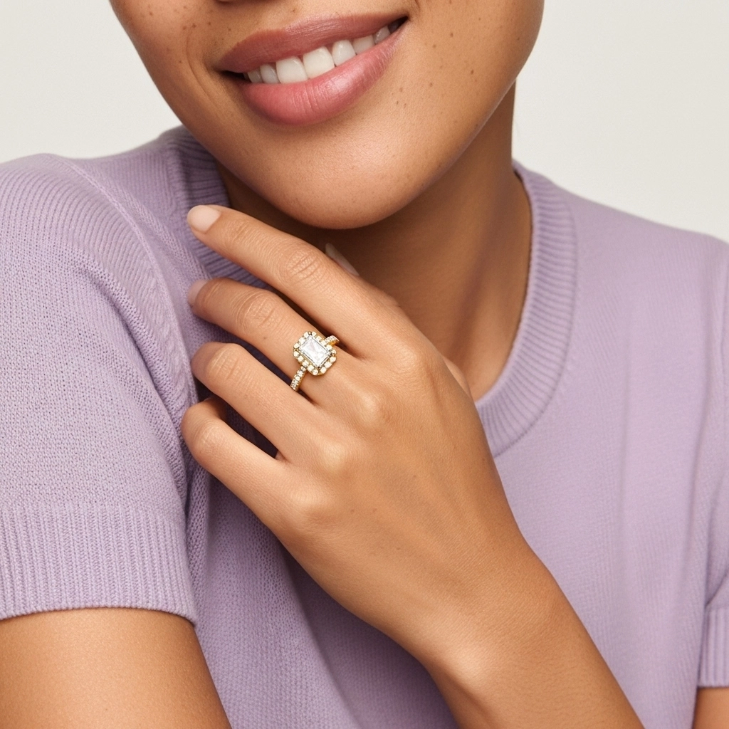 Delicate Radiant 1.00ct Moissanite Engagement Ring