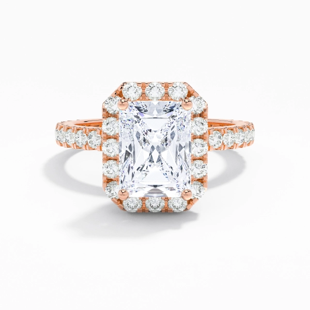 Delicate Radiant Moissanite Engagement Ring 2.00ct In White 925 Sterling Silver Halo Pavé Straight Shank