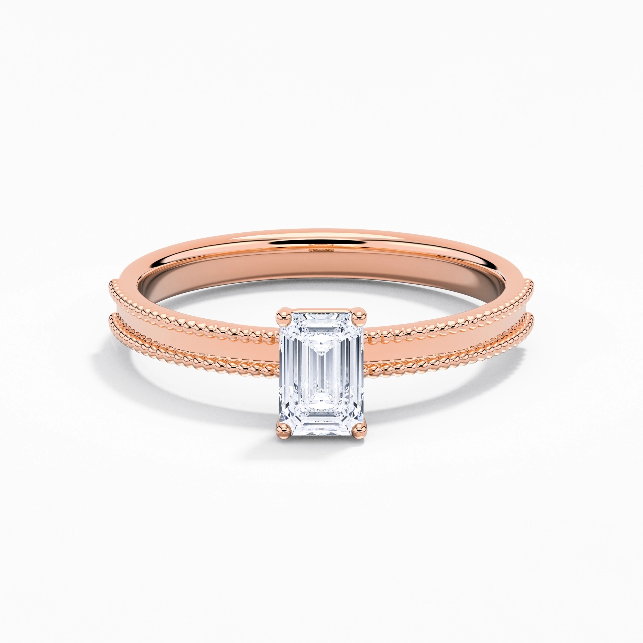 0.80ct Moissanite Engagement Ring 14K Rose Gold