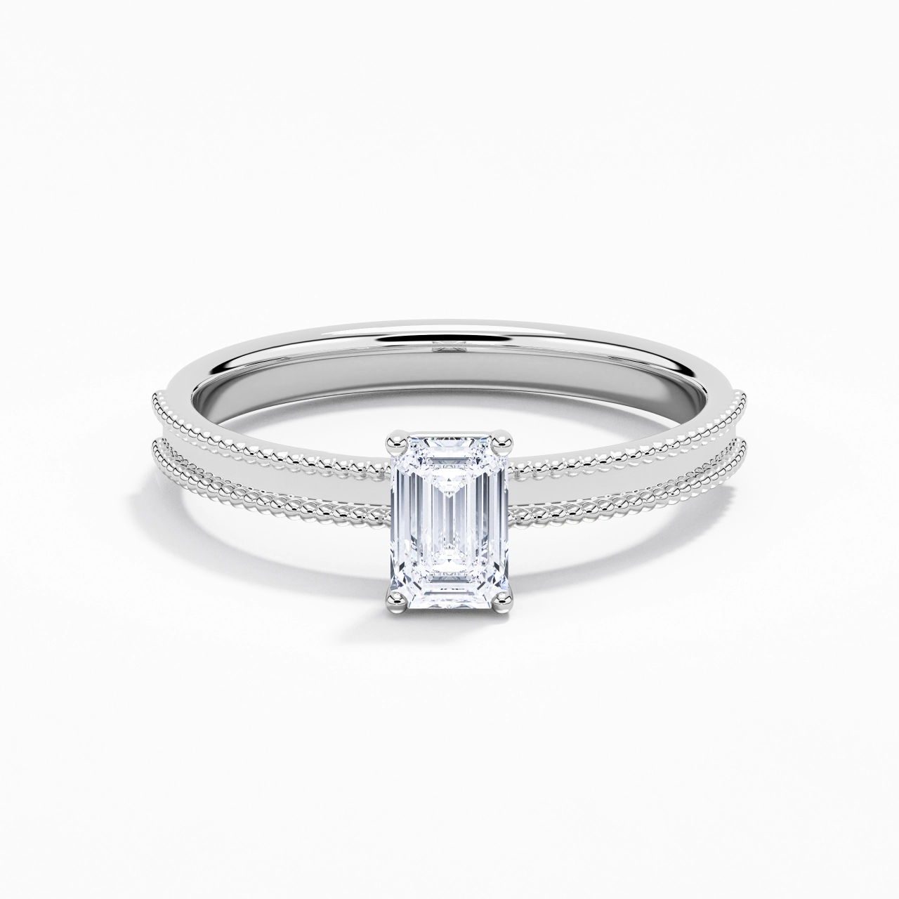 0.80ct Moissanite Bague de fiançailles Or blanc 14 carats