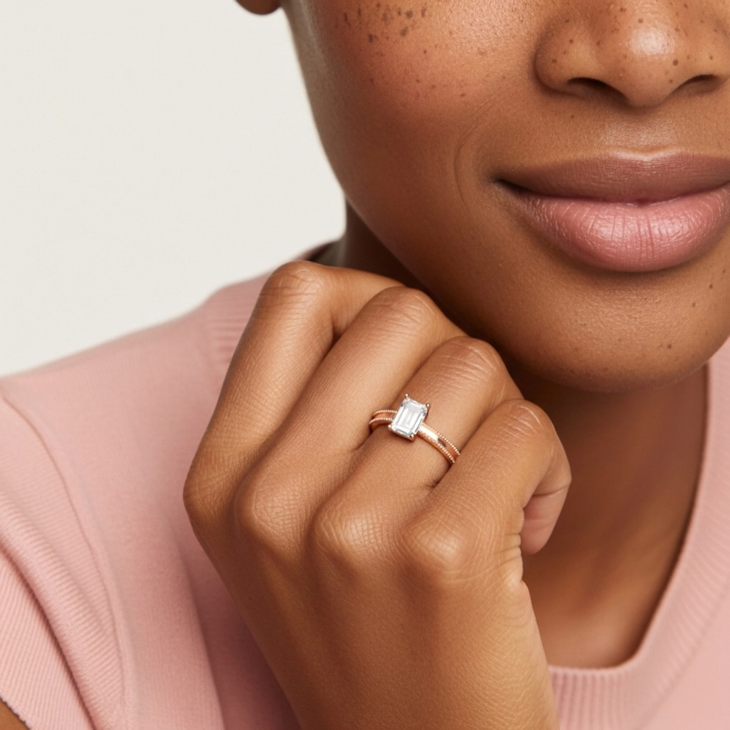 1.00ct Moissanite Engagement Ring 18K Rose Gold