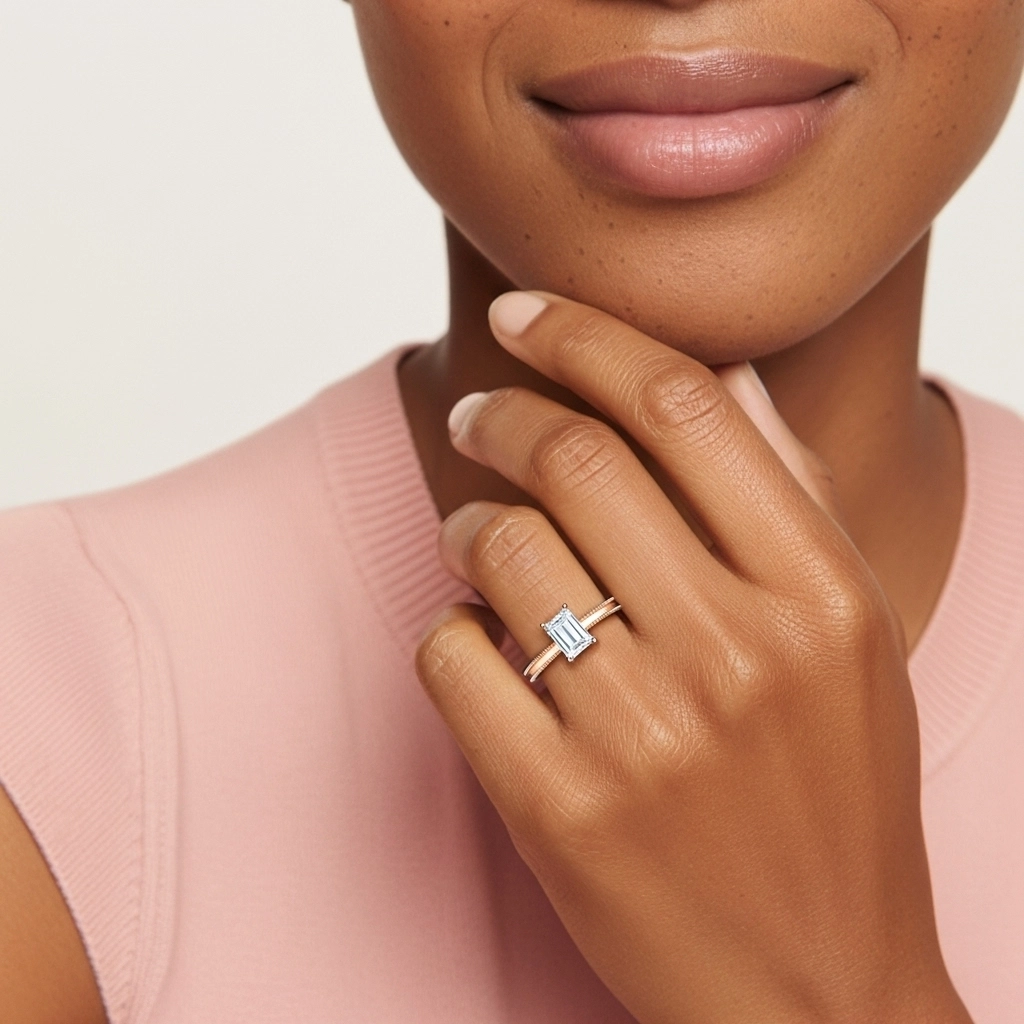 1.00ct Moissanite Engagement Ring 18K Rose Gold