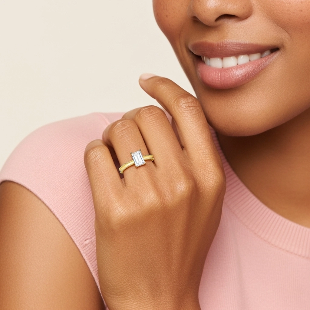 1.00ct Moissanite Engagement Ring 925 Sterling Silver