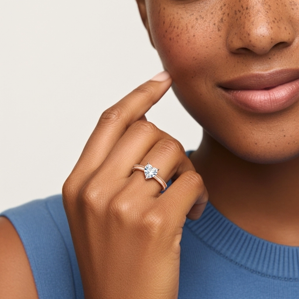 Large Cœur 1.50ct Moissanite Bague de fiançailles