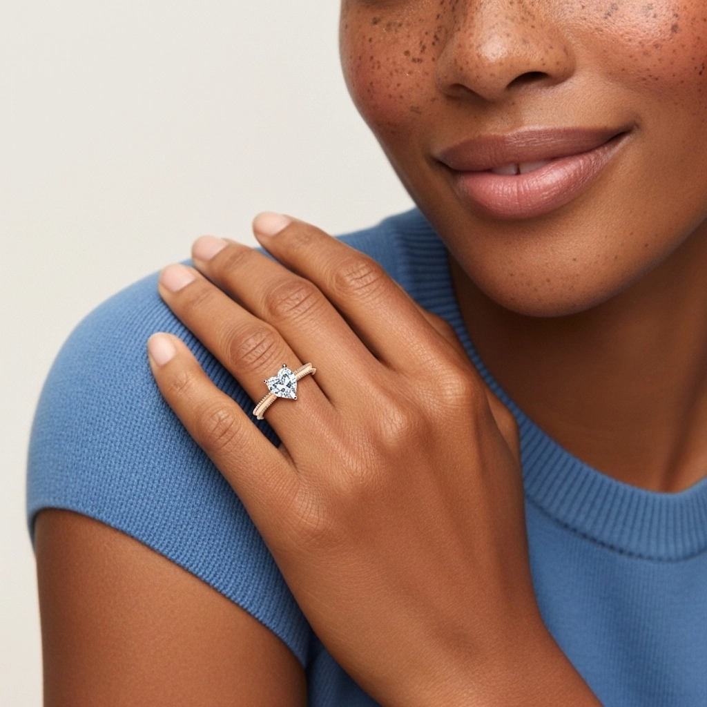 Large Cœur 1.50ct Moissanite Bague de fiançailles