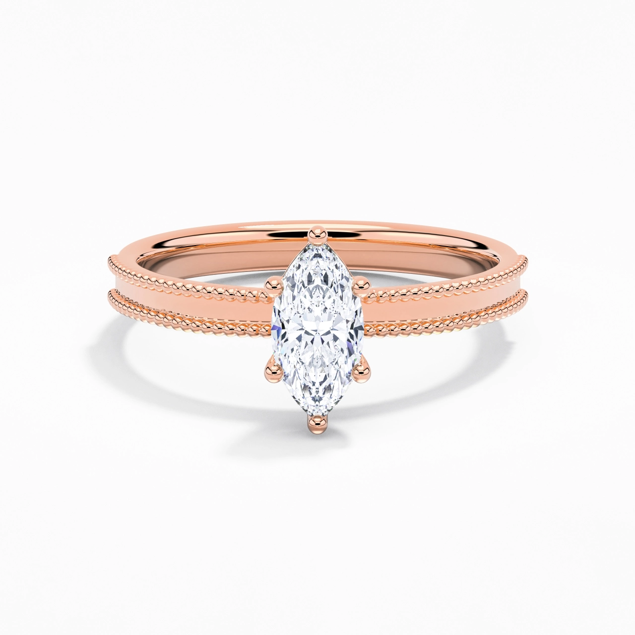 0.80ct Moissanite Engagement Ring 14K Rose Gold