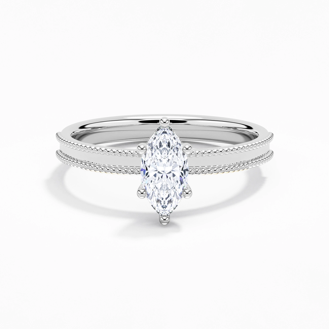 0.80ct Moissanite Engagement Ring 18K White Gold