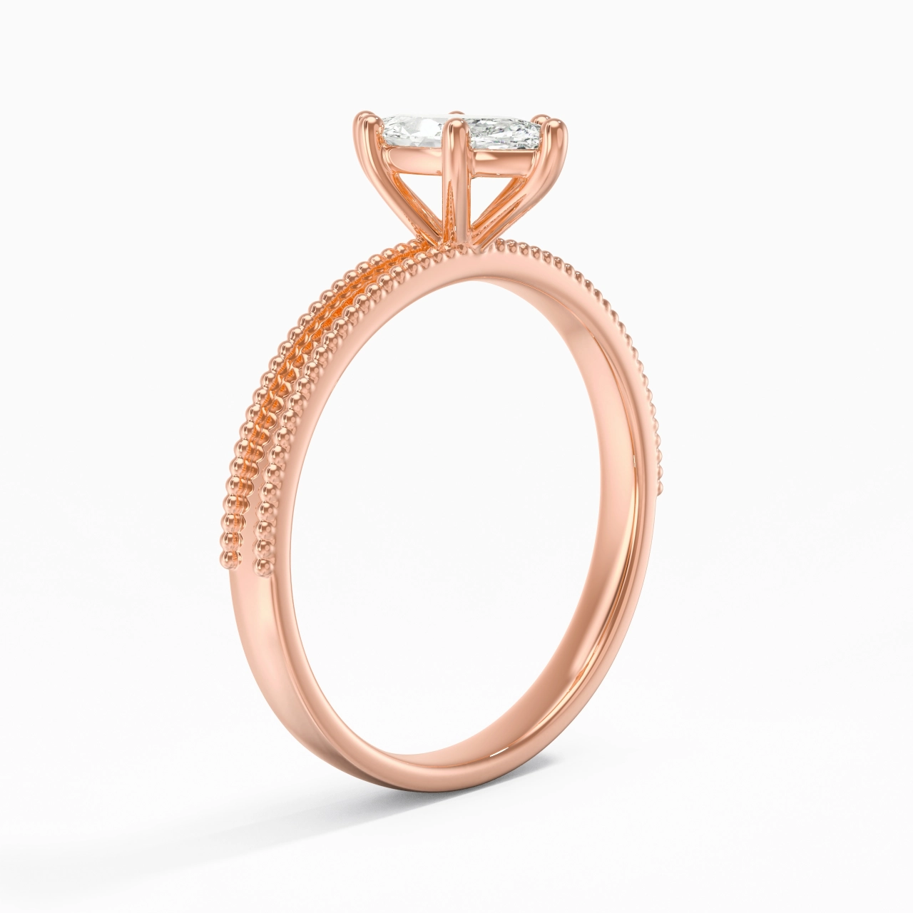 0.80ct Moissanite Engagement Ring 14K Rose Gold