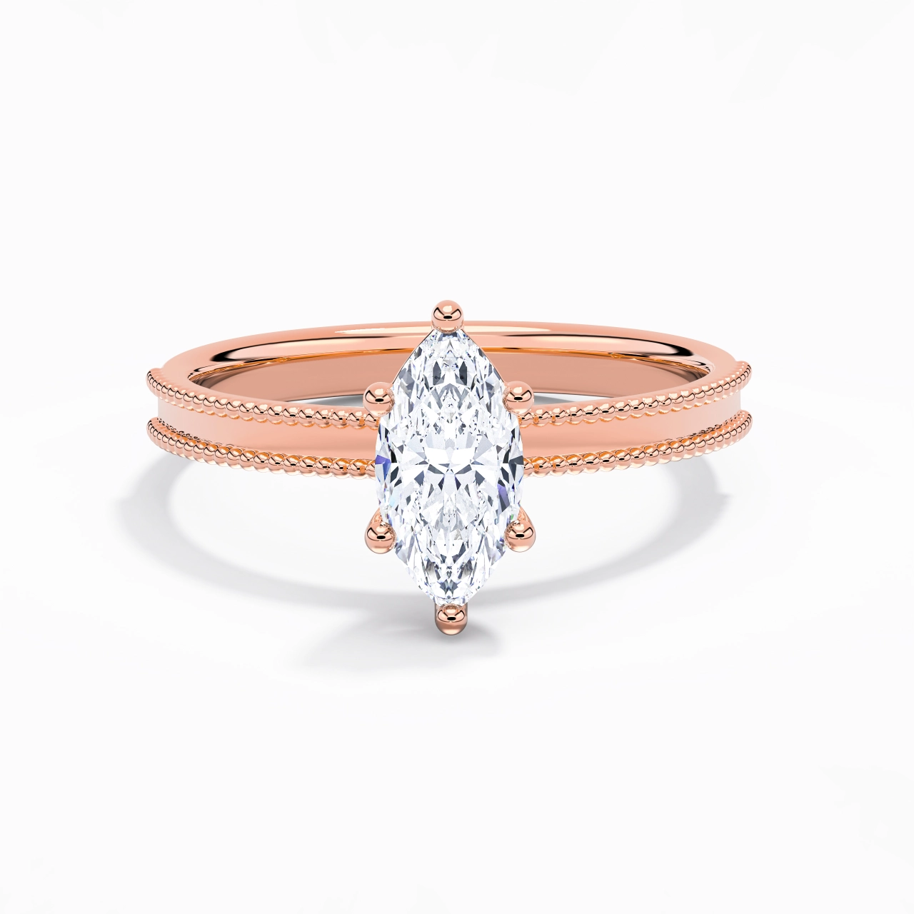 1.00ct Moissanite Engagement Ring 18K Rose Gold