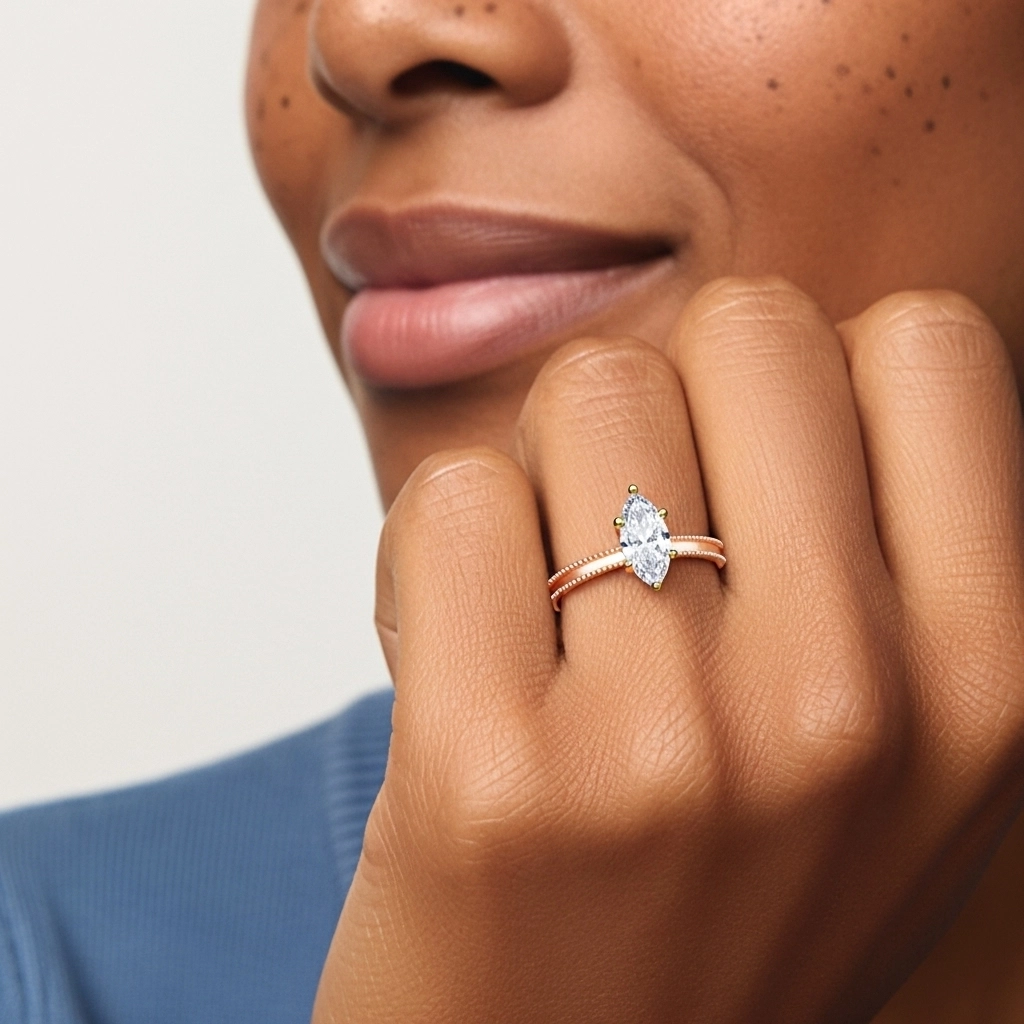 1.00ct Moissanite Engagement Ring 18K Rose Gold