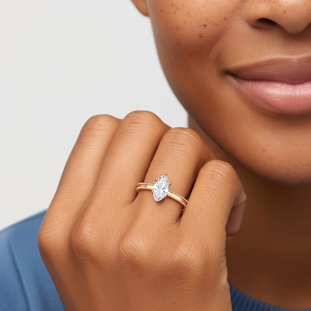 1.00ct Moissanite Engagement Ring 18K Rose Gold