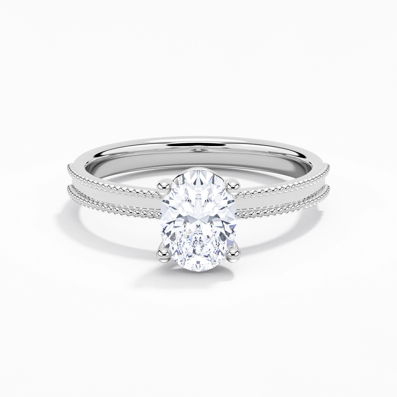 Wide Oval 1.50ct Moissanite Engagement Ring