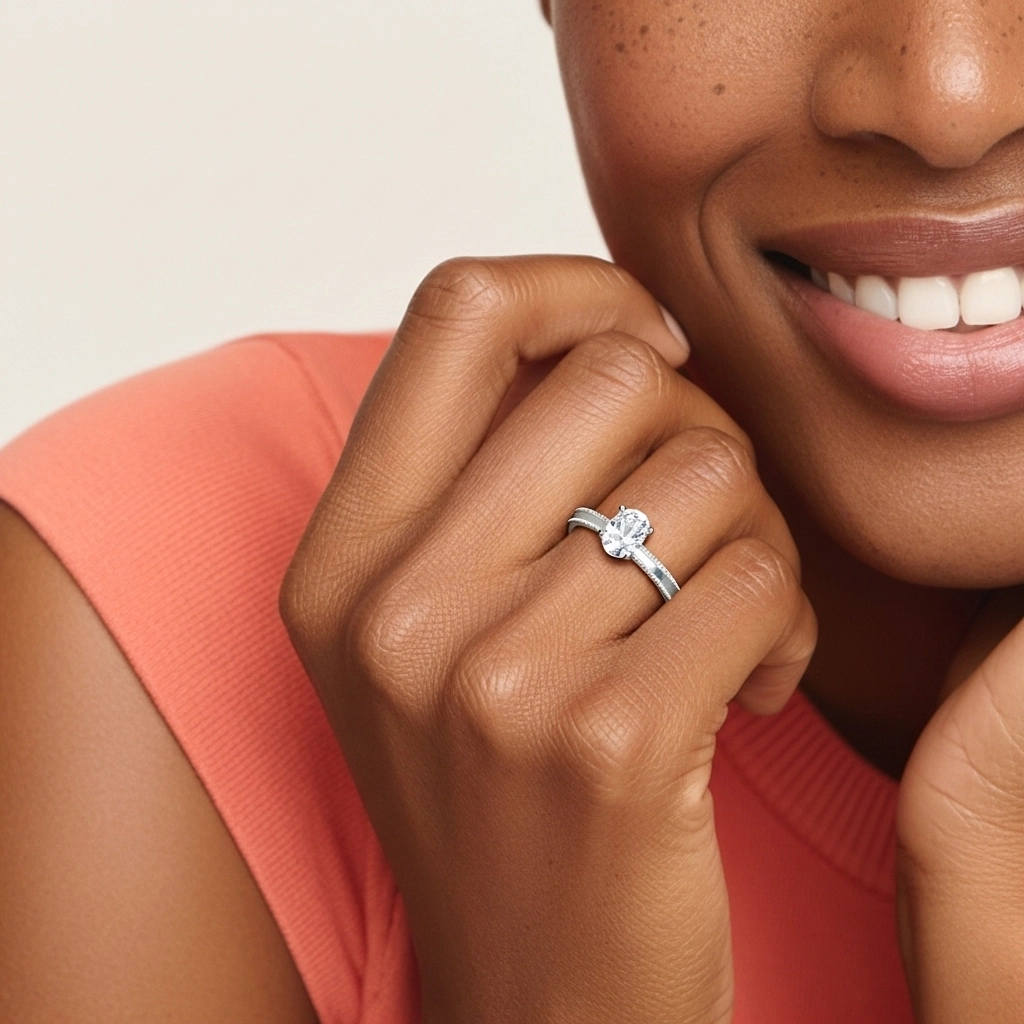 Large Ovale 1.50ct Moissanite Bague de fiançailles