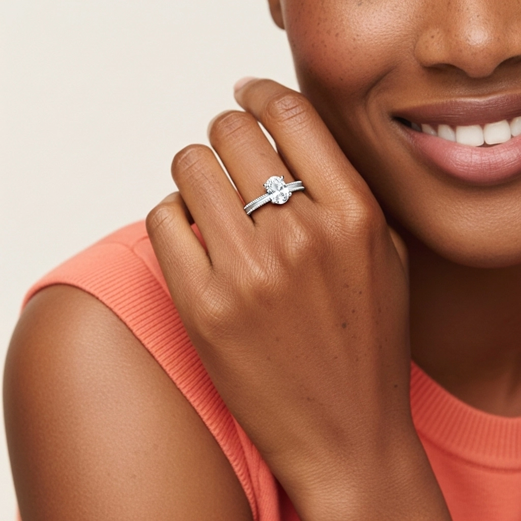 Large Ovale 1.50ct Moissanite Bague de fiançailles