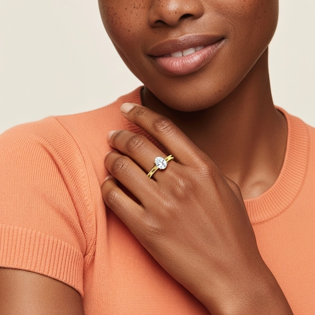 1.00ct Moissanite Engagement Ring 925 Sterling Silver