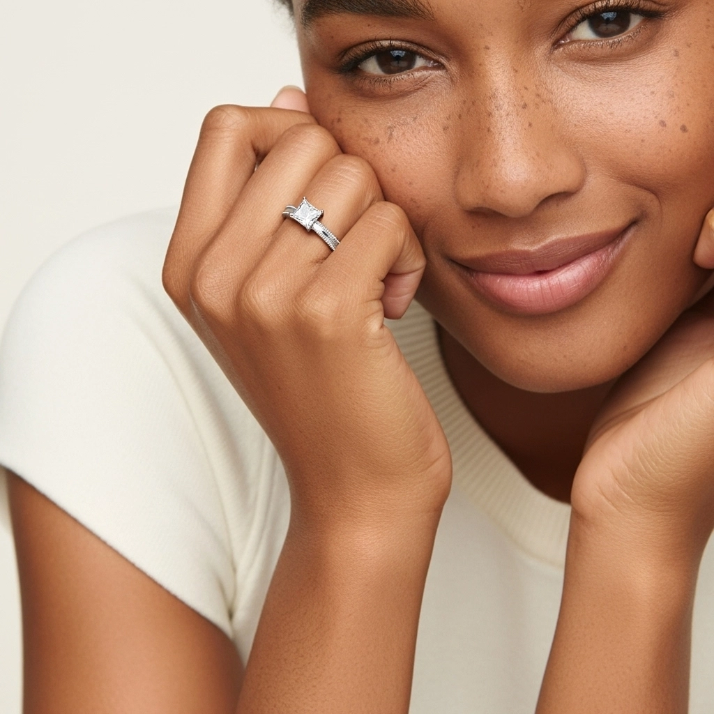 1.00ct Moissanite Engagement Ring 925 Sterling Silver