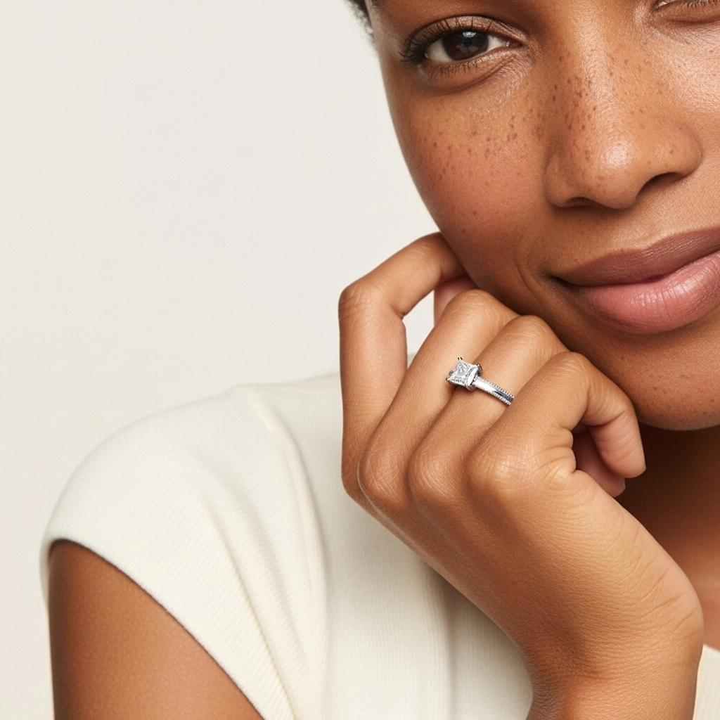 1.00ct Moissanite Engagement Ring 925 Sterling Silver