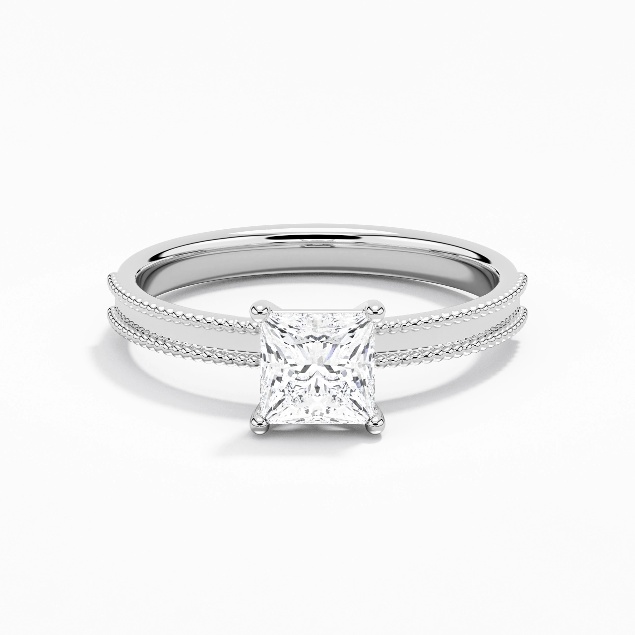 Wide Princess 1.00ct Moissanite Engagement Ring