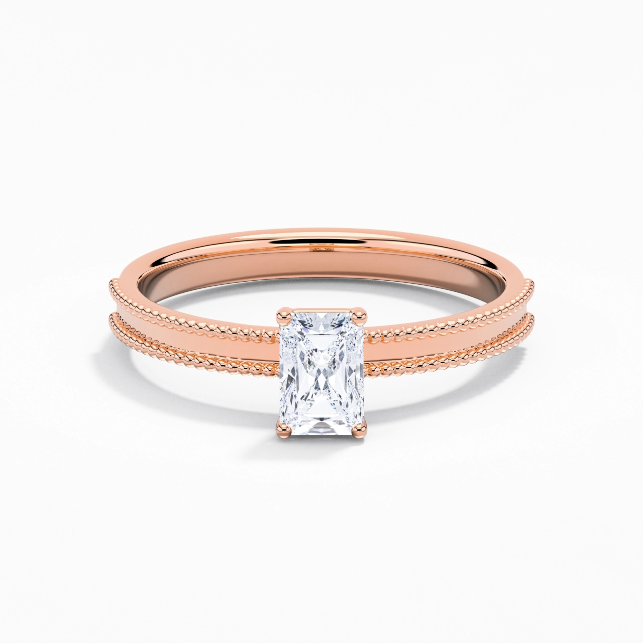 0.80ct Moissanite Engagement Ring 14K Rose Gold
