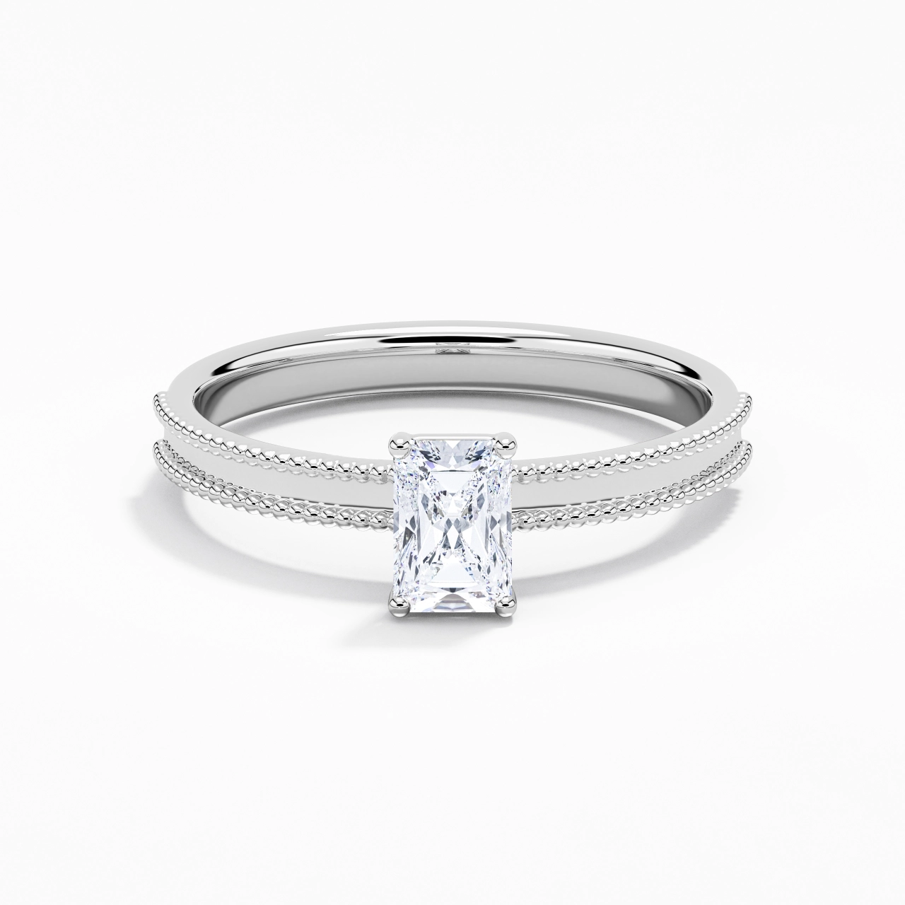 0.80ct Moissanite Engagement Ring 18K White Gold