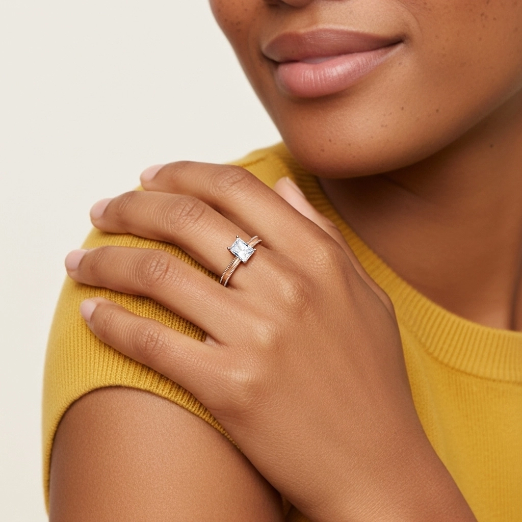 1.00ct Moissanite Engagement Ring 925 Sterling Silver