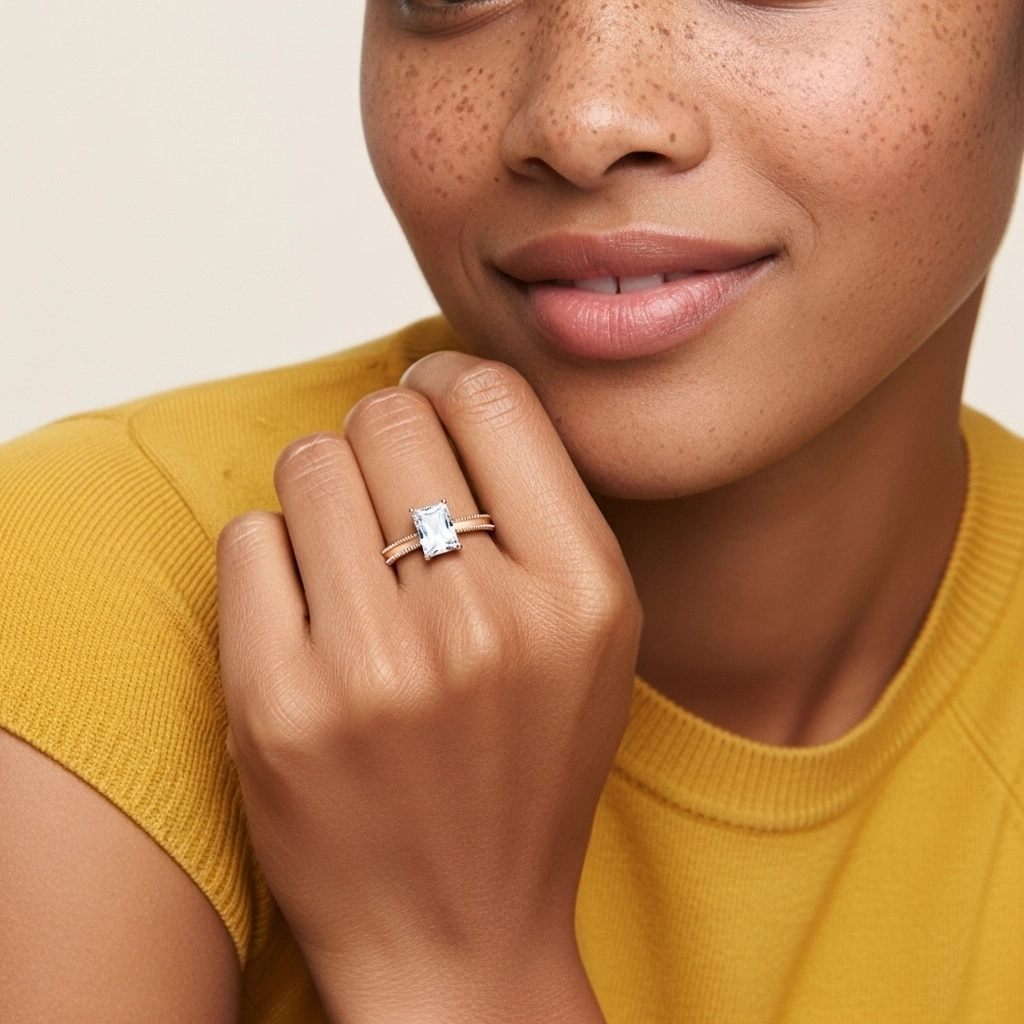 1.00ct Moissanite Engagement Ring 925 Sterling Silver