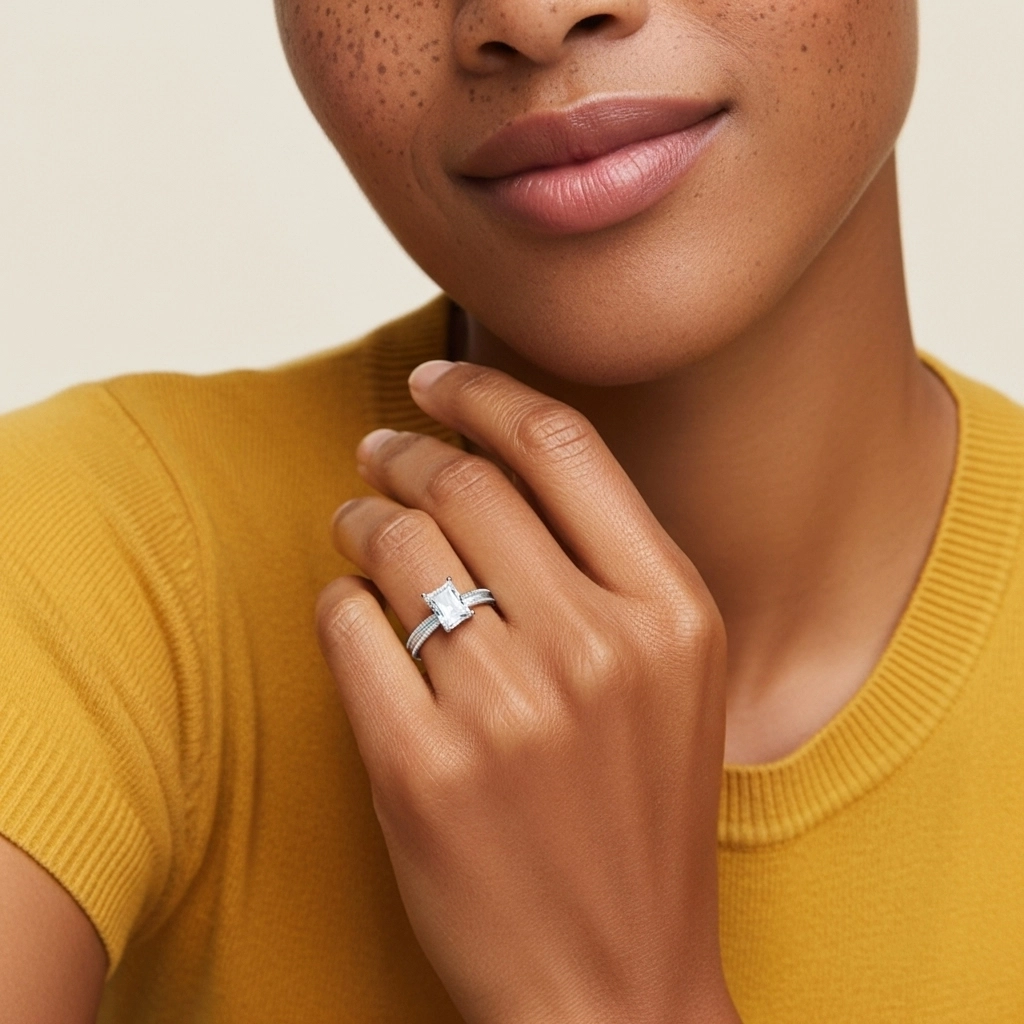 1.00ct Moissanite Engagement Ring 925 Sterling Silver