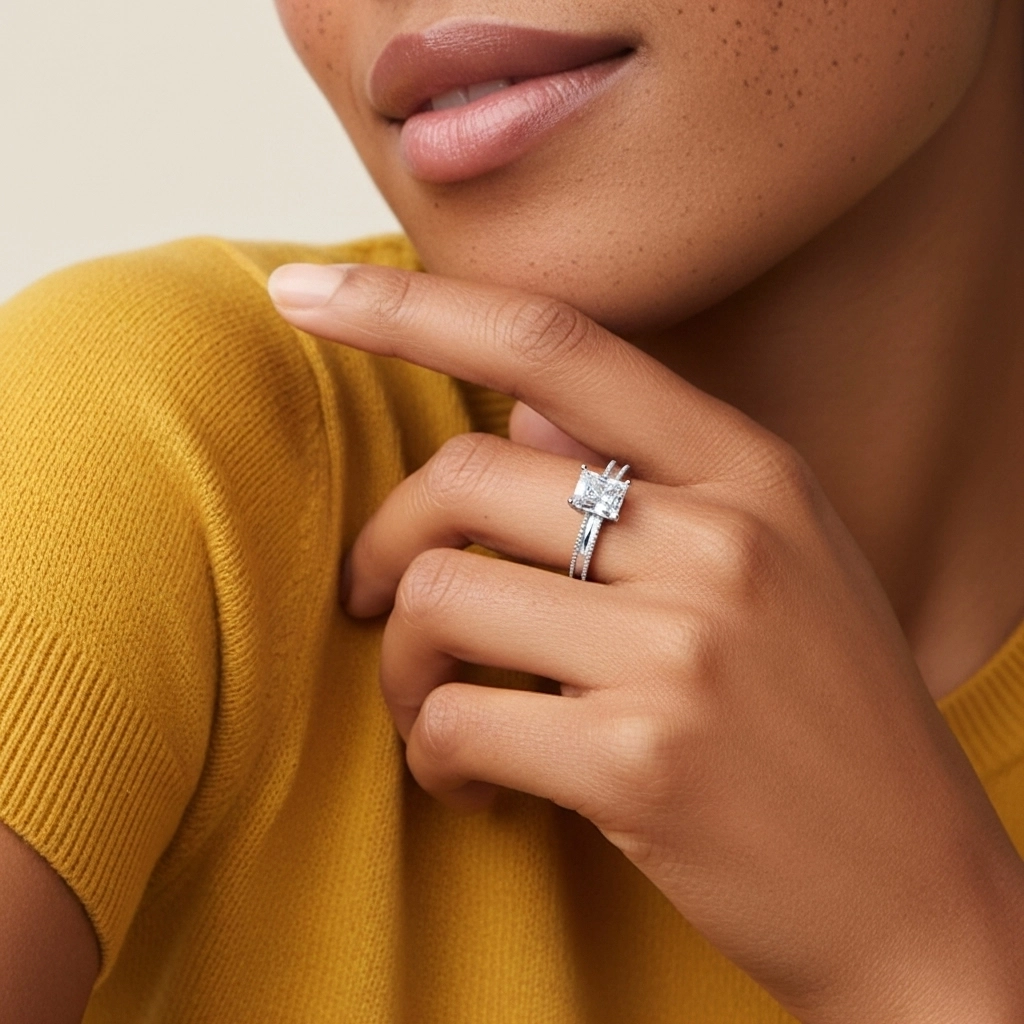 1.00ct Moissanite Engagement Ring 925 Sterling Silver