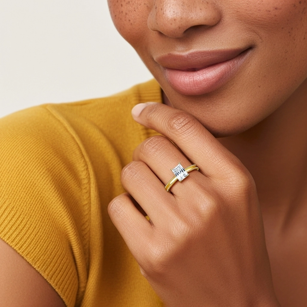 1.00ct Moissanite Engagement Ring 925 Sterling Silver