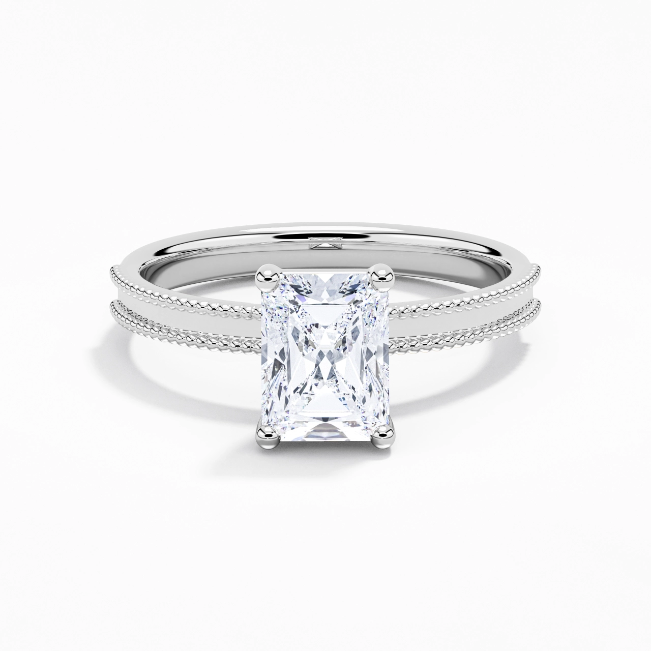 2.00ct Moissanite Engagement Ring 18K White Gold