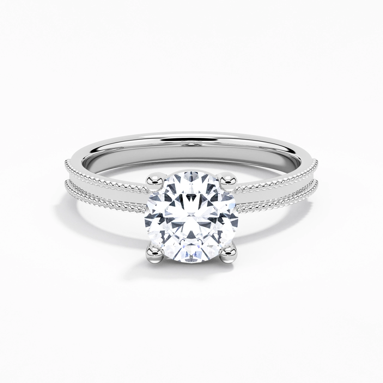 Wide Round 1.50ct Moissanite Engagement Ring