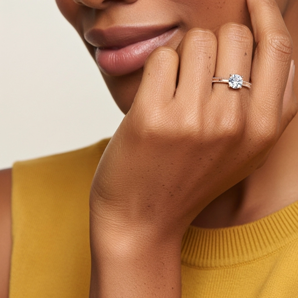 Wide Round 1.50ct Moissanite Engagement Ring