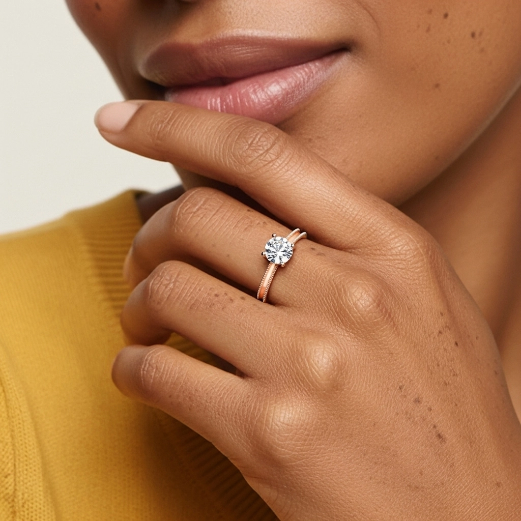 Wide Round 1.50ct Moissanite Engagement Ring