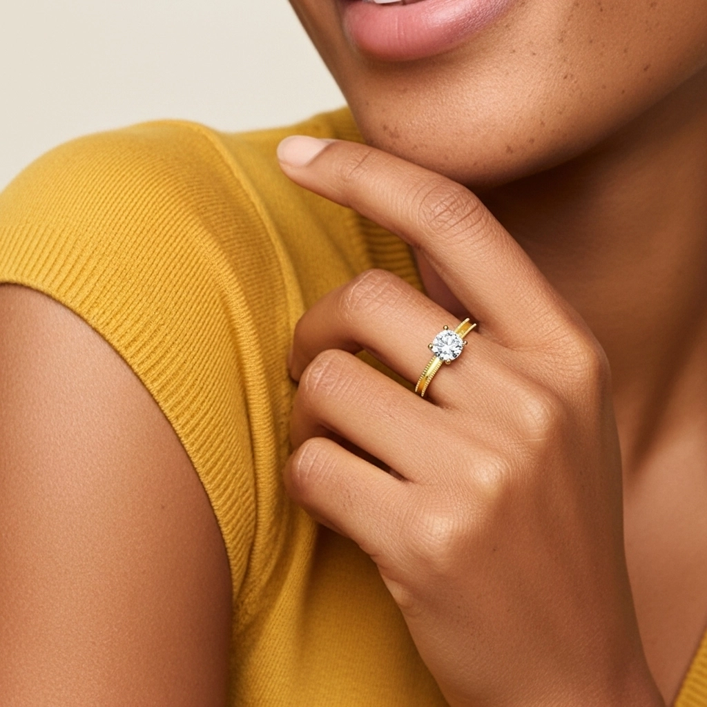 Wide Round 1.50ct Moissanite Engagement Ring