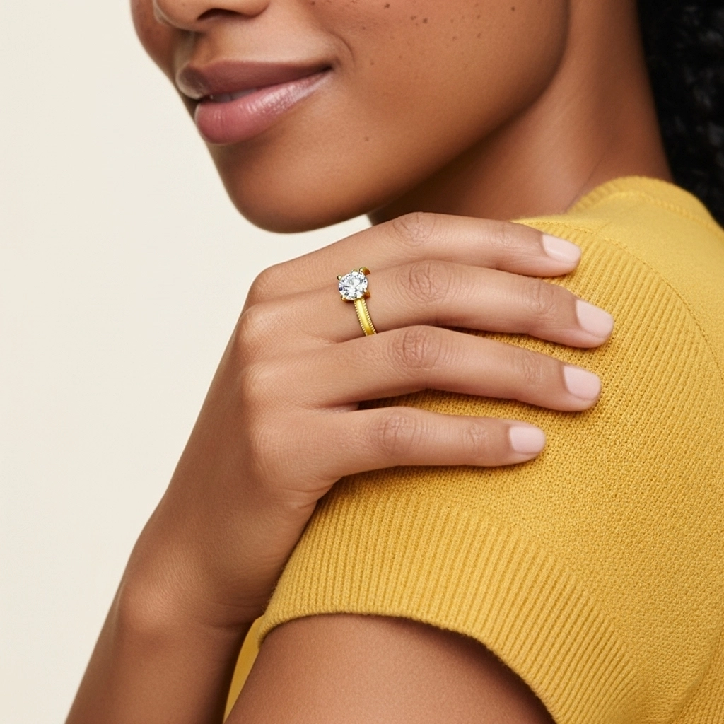 Wide Round 1.50ct Moissanite Engagement Ring