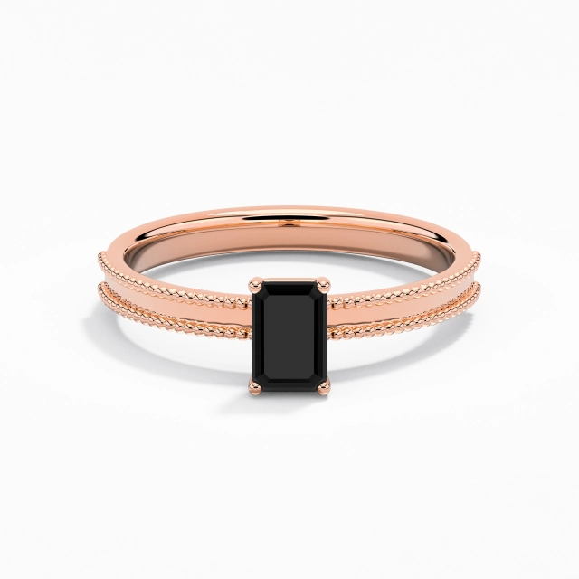 0.80ct Esmeralda Circonio cúbico Anillo de Compromiso Plata esterlina 925 Solitario Con cuentas Ancho Pata recta