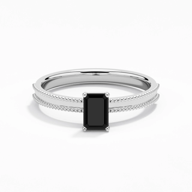 0.80ct Émeraude Zircon cubique Bague de fiançailles Argent sterling 925 Solitaire Perlé Large Tige Droite