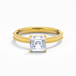 Wide Asscher 1.50ct Moissanite Engagement Ring