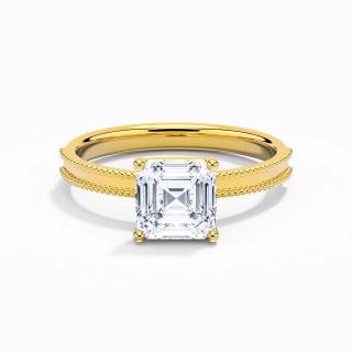 Wide Asscher 2.00ct Moissanite Engagement Ring