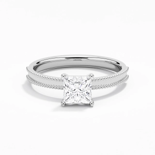 Wide Princess 1.00ct Moissanite Engagement Ring