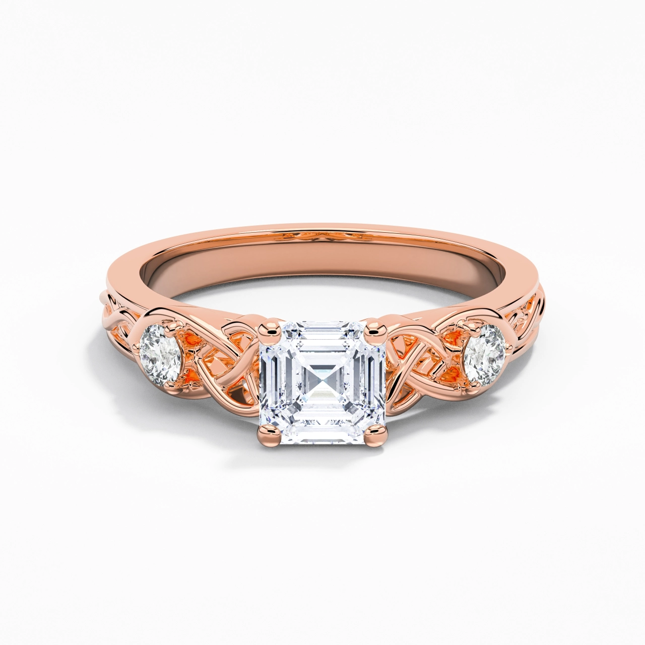 1.00ct Moissanite Engagement Ring 14K Rose Gold