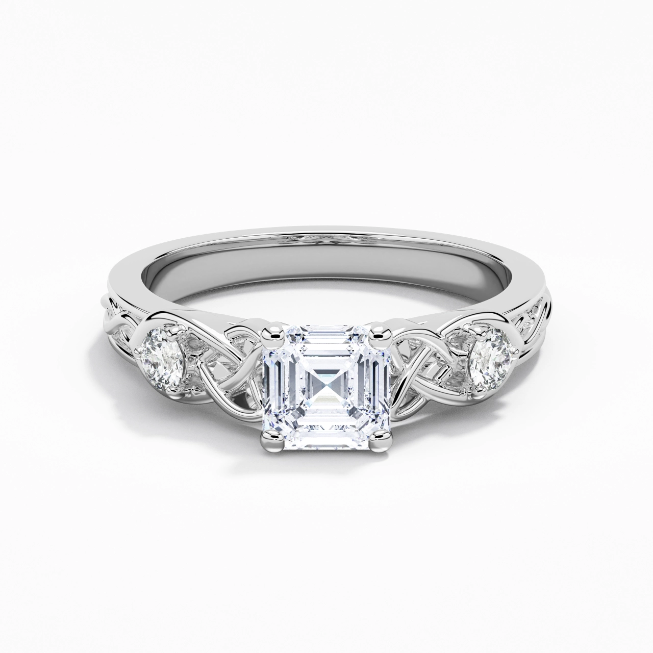 1.00ct Moissanite Engagement Ring 18K White Gold