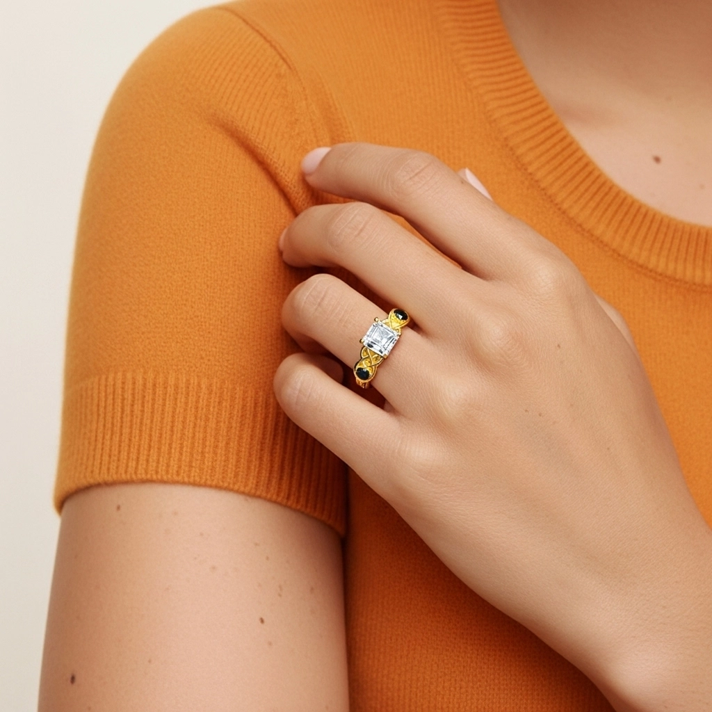 Vintage Unique Asscher 2.00ct Cubic Zirconia Engagement Ring