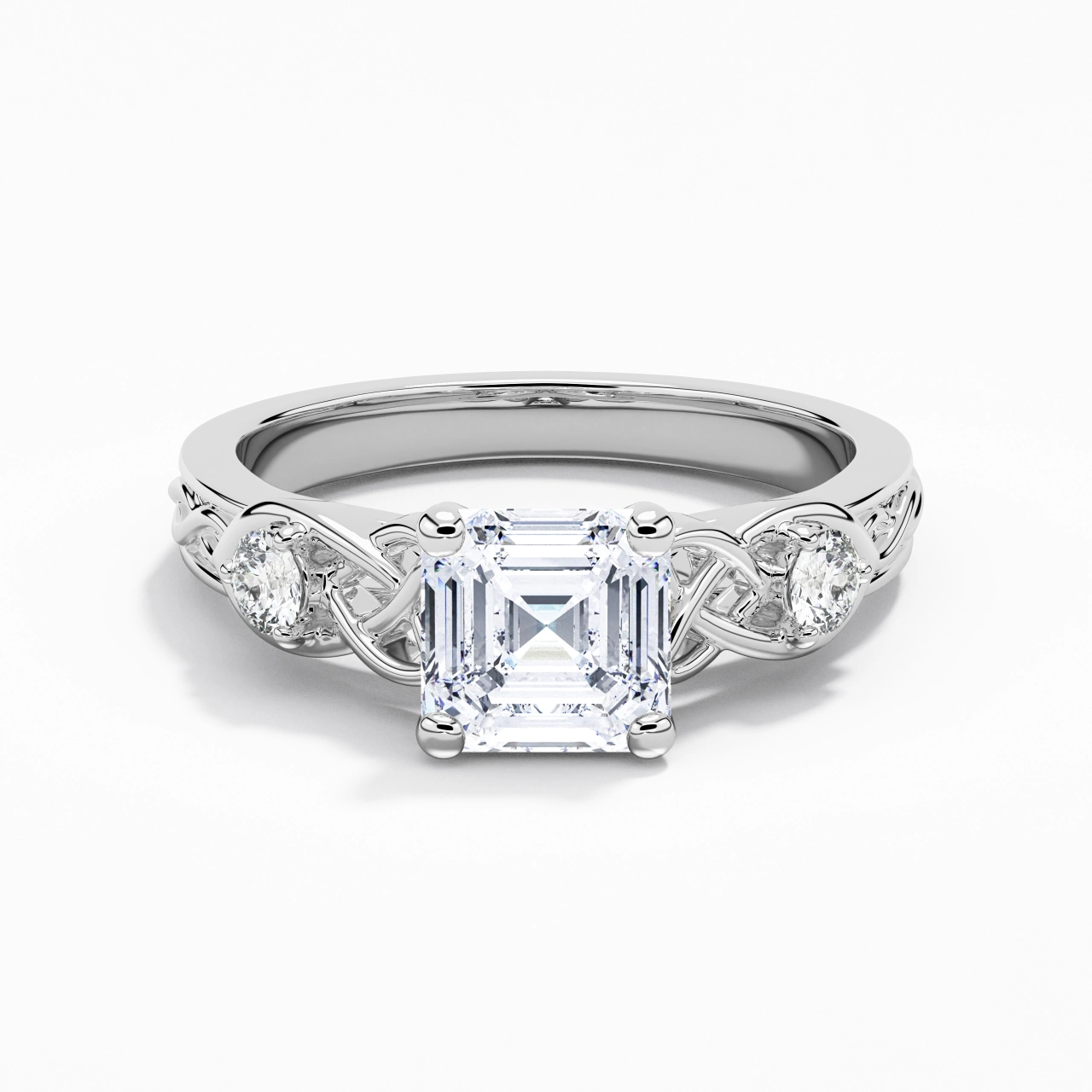 2.00ct Moissanite Engagement Ring 18K White Gold