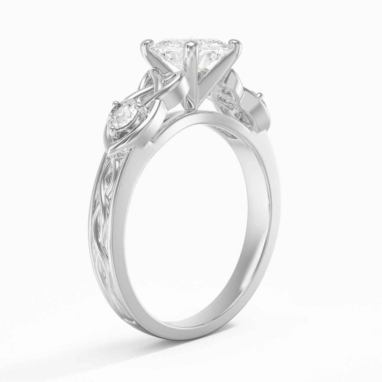 1.50ct Moissanite Engagement Ring 18K White Gold