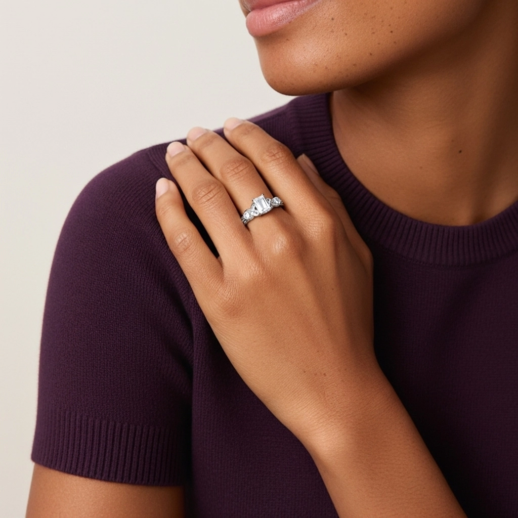 Vintage Unique Emerald 0.80ct Cubic Zirconia Engagement Ring