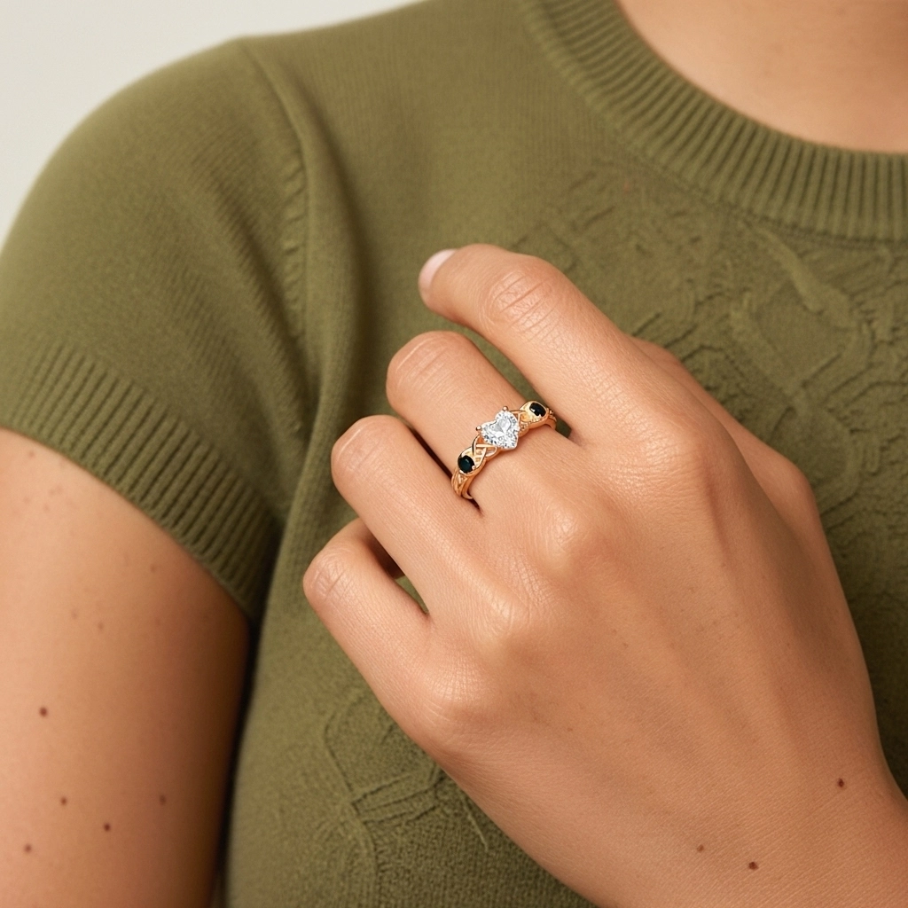 Vintage Unique Heart 1.00ct Cubic Zirconia Engagement Ring