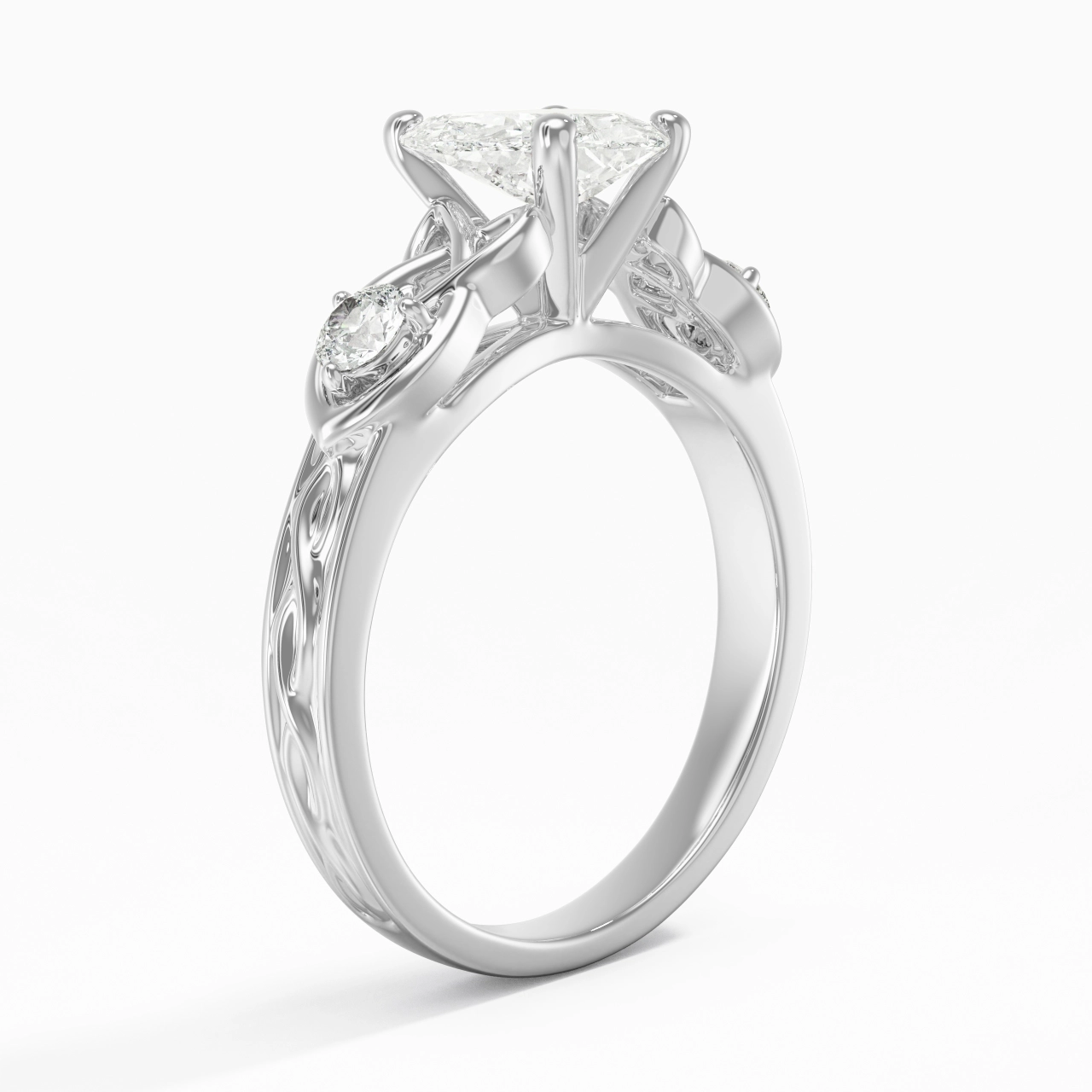 2.00ct Moissanite Engagement Ring 18K White Gold