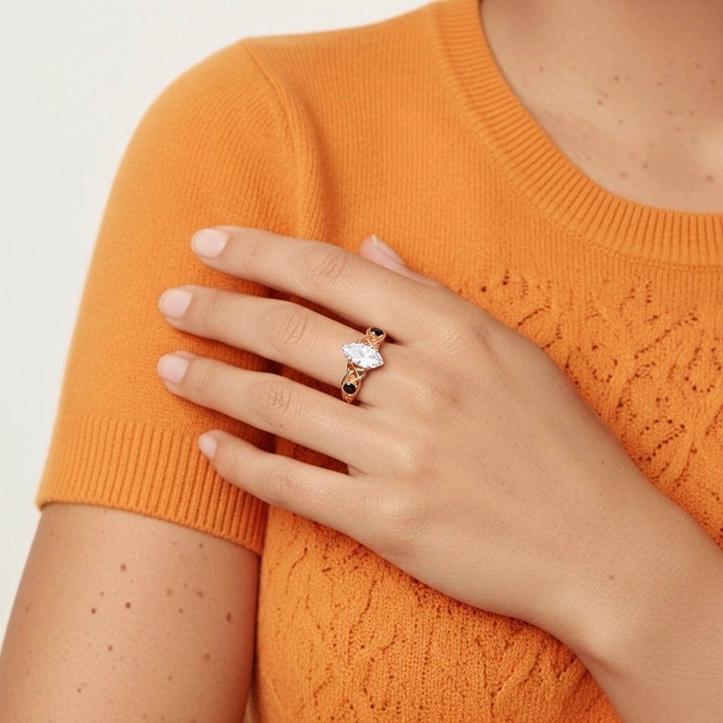 Vintage Unique Marquise 0.80ct Cubic Zirconia Engagement Ring