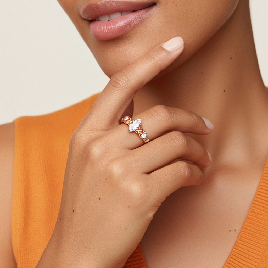 Vintage Unique Marquise 0.80ct Cubic Zirconia Engagement Ring